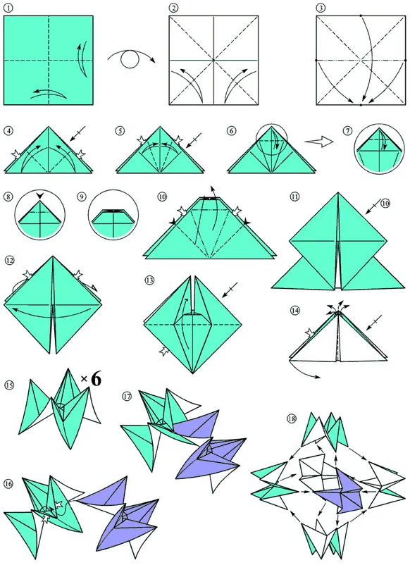 Balloon origami papír, térfogati 3D origami rajz és videó oktatóanyagok