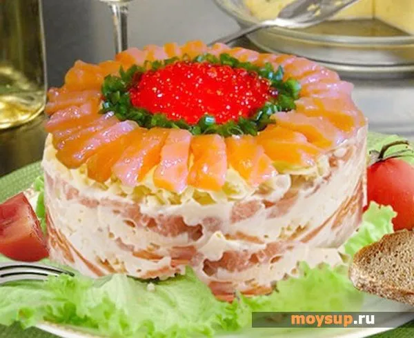 salata Layered de somon cu cartofi si branza - Yum