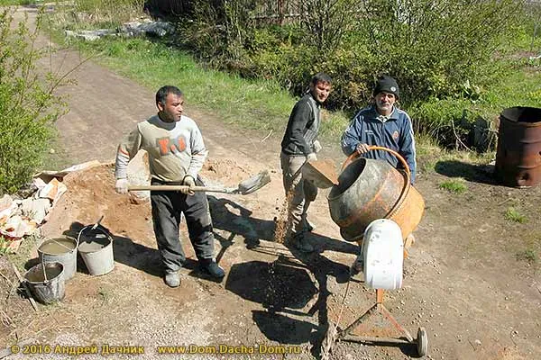 Táblázat keveréke cement, homok és víz beton