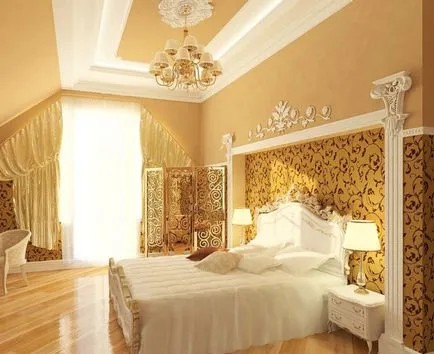 Golden спалня - 86 снимка луксозни интериорни