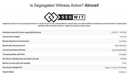 segwit Активиране laytkoina в фиксираната мрежа