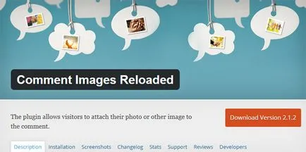 Comentariu imagini reîncărcate - inserați comentariu imagine pentru WordPress