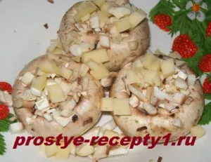 Töltött gomba egy mikrohullámú sütő, egy lépésről lépésre recept fotók