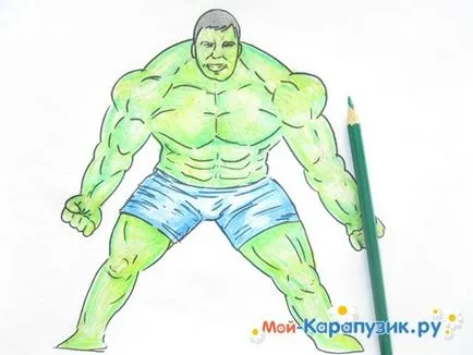 Hogyan kell felhívni Hulk fokozatosan színes ceruzák