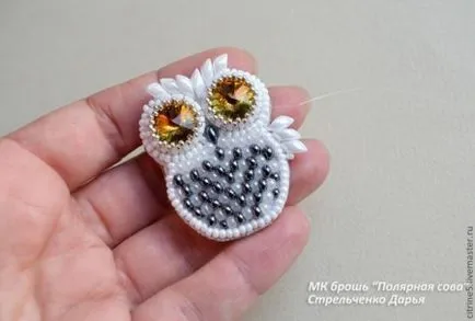 master-class pe șirag de mărgele de brosa brodată - Snowy Owl