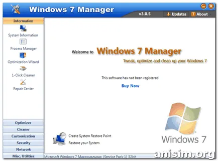 Setarea Windows 7 prin optimizări