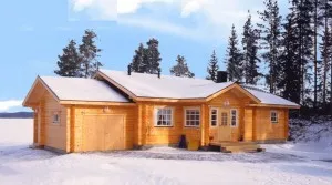 Едноетажна къща на ламиниран фурнир дървен материал, профилиран, обичайните - на цени, оформлението и функции