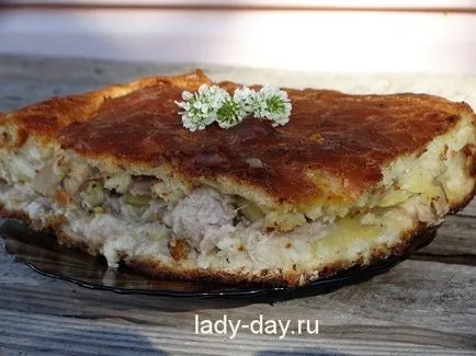 Pite burgonya és hús, a recept egy fotót a sütőben, egyszerű receptek képekkel