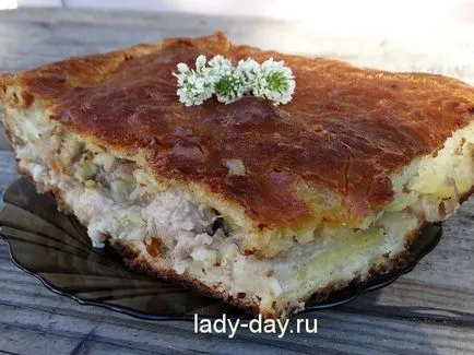 Pite burgonya és hús, a recept egy fotót a sütőben, egyszerű receptek képekkel