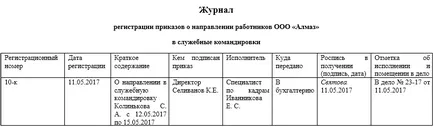 Заповедта за командировка - пробата през 2017 г.