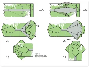 Tricou cu bani cravată modul de a face origami și încrucișeze mâinile