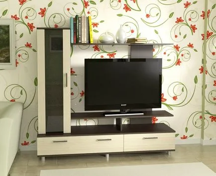A falon a nappali modern stílusú képek egy szép szoba, modern mini-fal, alacsony költségű fehér szekrény