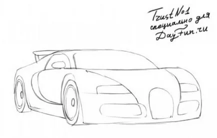 Festés órák - hogyan kell felhívni a Bugatti Veyron ceruza szakaszaiban