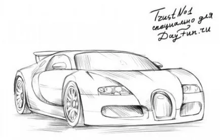 уроци по живопис - как да се направи Bugatti Veyron етапи молив