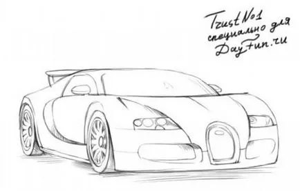 уроци по живопис - как да се направи Bugatti Veyron етапи молив