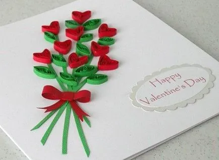 Valentine inimile dantelă de hârtie cu mâinile lor în tehnica quilling