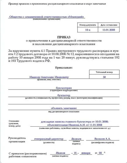 Имайте предвид, като дисциплинарно наказание - примерен ред клирънс, последствията за работника или служителя