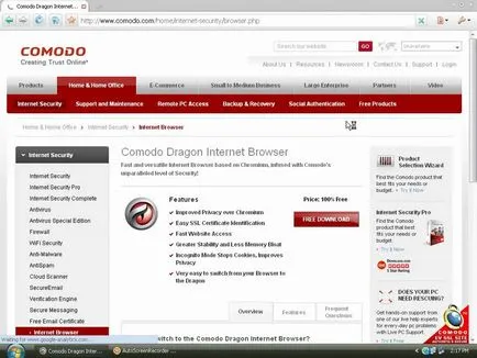 Browser gratuit dragon descarcă Comodo, în limba rusă pentru Windows 7