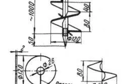 Masina de gaurit pentru sonde cu propriile lor mâini producția de antrenare de foraj în spirală și de foraj-lingura, desene (fotografie și