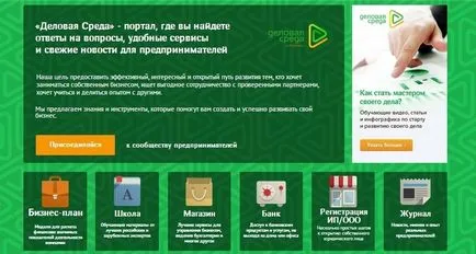 Üzleti környezet Sberbank egyablakos