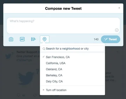 Adăugarea de informații despre locație la tweet-uri, Centrul de ajutor Twitter