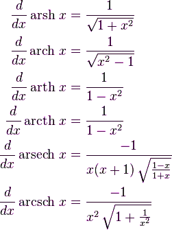 Hiperbolikus függvények és inverz hiperbolikus függvények
