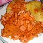 Тушкована капуста з ковбасою і картоплею рецепт фото (тушкована капуста ковбасою) Тушкована капуста з ковбасою і картоплею рецепт фото