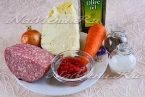 Тушкована капуста з ковбасою, рецепт з фото крок за кроком (чорний перець) Тушкована капуста з ковбасою, рецепт з фото крок за кроком