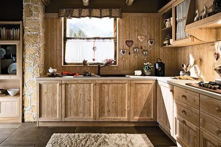 interior bucătărie într-o casă din lemn (15 poze)