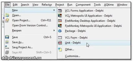 Hogyan adjunk egy új modult vagy egy új formában a projekt Delphi XE, Delphi, Delphi komponens,