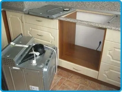 Установка духової шафи вбудованого електричного і газового на відео (шафи) Установка духової шафи вбудованого електричного і газового на відео