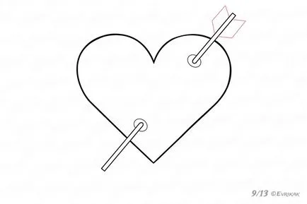 Как да се постепенно начертайте стрелка прониза сърцето с много