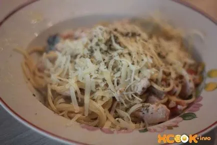 Карбонара с пиле и гъби - рецепта със стъпка по стъпка снимки как да готвят спагети