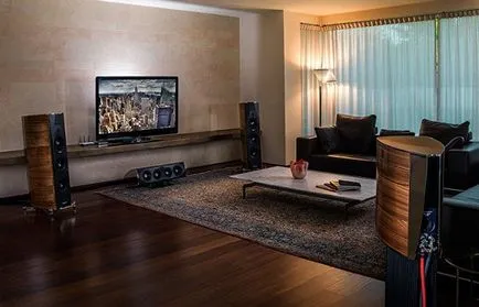 Componentele unui sistem home theater audio, amplificator, sursa de semnal și un dispozitiv de ieșire