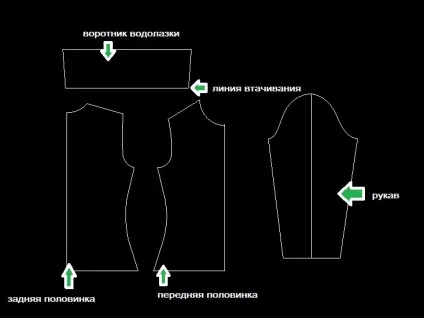 Форма водолазки з трикотажу (вниз переду спинки) Форма водолазки з трикотажу