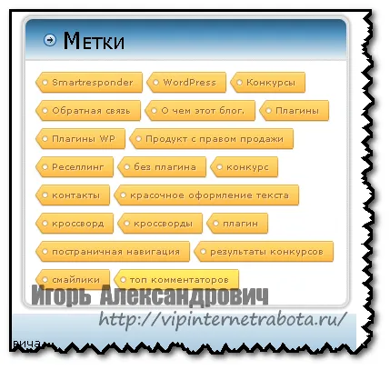 Frumoasa Tag Cloud Blogul lui Igor Aleksandrovich