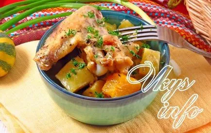Пиле с тиква и картофи в рецепта фурна със снимка