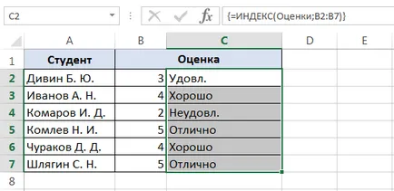 Array állandók az Excel