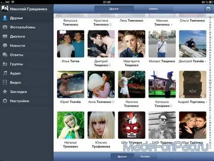 Új hivatalos kliens social network VKontakte ipad, minden iPad