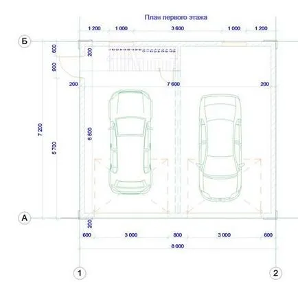 гараж с таванско помещение проект - 2-ри етаж, за да се увеличи площта