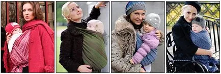Boldog baba, mint visel egy baba felkötve, vagy hátizsák télen