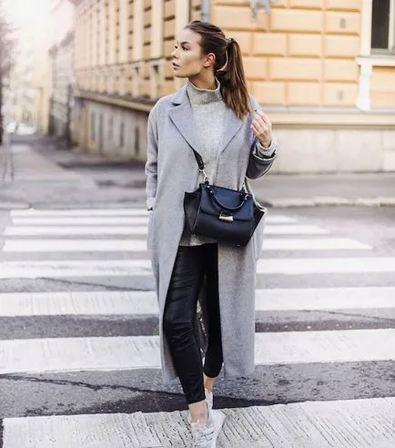Какво е модерно да се носят красиво сиво палто