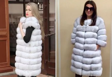 haină de blană femei elegante de la transformator de vulpe polară - modelul 4in1, cu gluga si fara