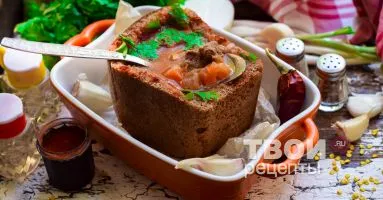 Супа в хляб - една вкусна рецепта с стъпка по стъпка снимки