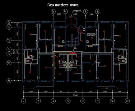 Schema de montaj a apartamentului, în panoul de cabluri, case din cărămidă