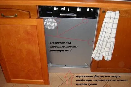 Telepítése mosogatógép homlokzat