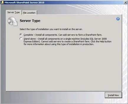 Telepítése SharePoint Server 2010