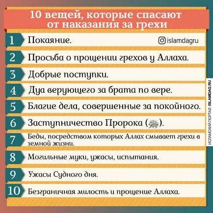 10 неща, които се запазват от наказанието за греха, ислям в Дагестан