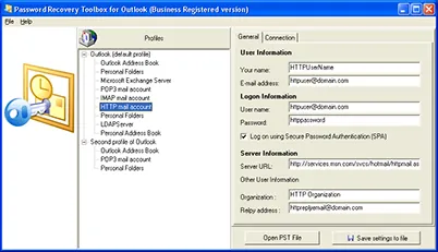 Recuperare date pierdute parole Autluk folosind set de instrumente de recuperare a parolei pentru Outlook