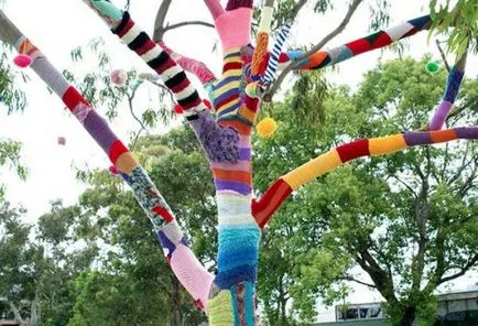 Yarnbombing történelem kötött graffiti és annak alkalmazása otthon